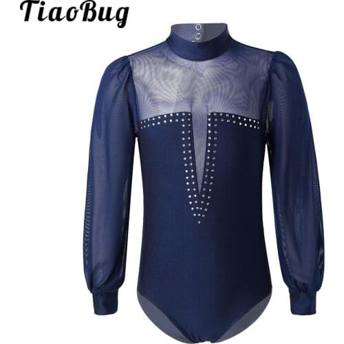 Kids Teen Ballet Gymnastics Leotard for Girls Ballet Leotard Ballerina Bodysuit Dancewear Long Sleeve Dance Skating Costumes