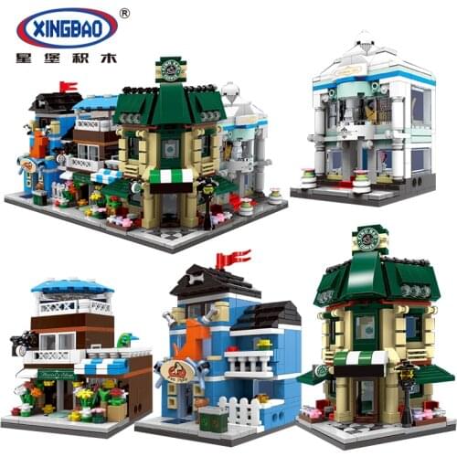 Sembo Single Mini City Street Series Food Candy Pizza Ice Cream Shop Bookstore MOC Building Blocks Kids Educational Toys