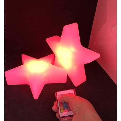 Baby Kids Star Shape Night Light with Remote Control USB Rechargeable Decorative RGBW 4 Modes Color Change Nursery Bedside Lamp