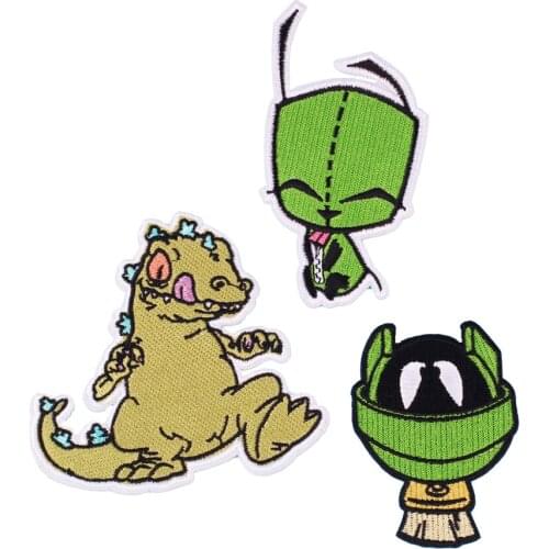 Dinosaurs Dogs Animals Aliens Patches for Clothes Jean Jackets Embroidery Patch Stickers Clothing Applique Decoration Badge