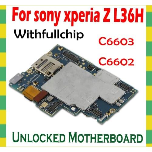 For Sony Ericsson Xperia Z L36h C6603 C6602 Unlocked mainboard with full chips Motherboard Android logic board mainboard boards