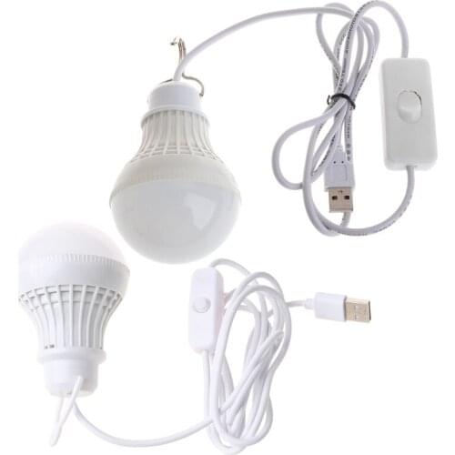 5W 10 LED Energy Saving USB Bulb Light Camping Home Night Lamp Hook Switch