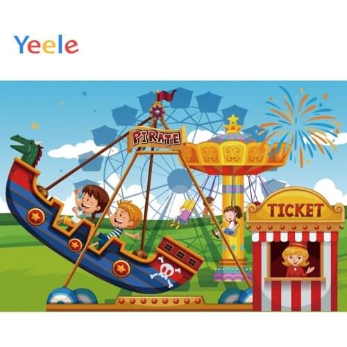 Yeele Playground Pirate Ship Tiket Children Firework Photography Backgrounds Customized Photographic Backdrops for Photo Studio