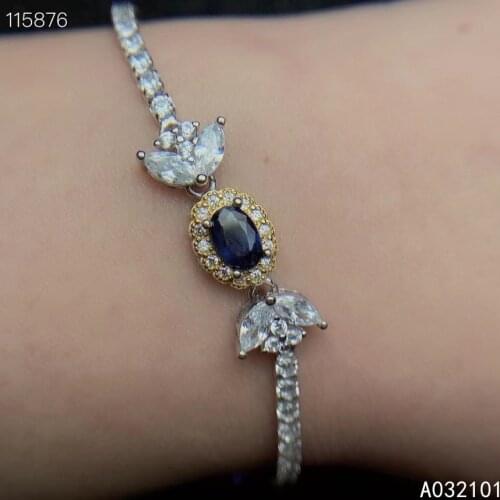 KJJEAXCMY fine jewelry S925 sterling silver inlaid natural sapphire Girl new vintage hand Bracelet Support test Chinese style