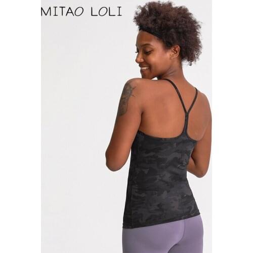 MITAO LOLI CLASSIC Y-type Padded Fitness Gym Athletic Yoga Vest Top Women Naked-feel Hip-length Sport Exercise Workout Tank Tops