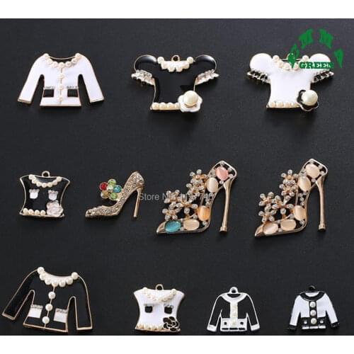 Rhinestone Button Embellishments Flatback Pearl Enameled High Heel Shoe Jacket Coat Fit DIY Hair Flower Center Wedding 10pcs