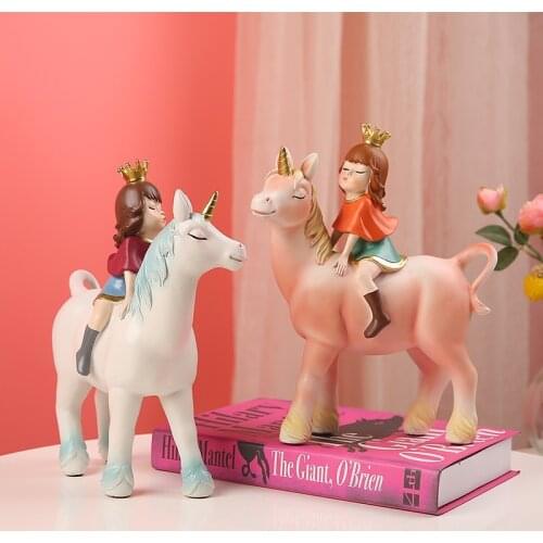 Creative Nordic Fairy Tale Unicorn Girl Home Crafts Decoration Valentines Day Childrens Room Living Room Ornaments