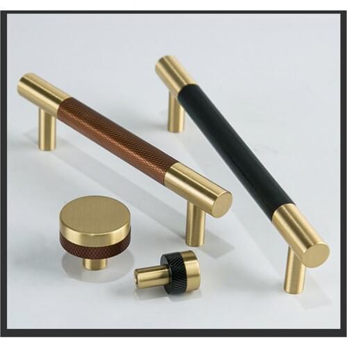 Brass handle wardrobe door handle modern minimalist Nordic light luxury gold long kitchen cabinet drawer handle