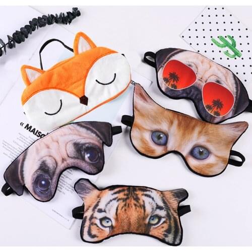 Eye Mask To Sleep For Kids Adult Natural Sleeping Mask Funny Animal Cat Pug Christmas 3D Cartoon Fashion Blindfold Night Masks