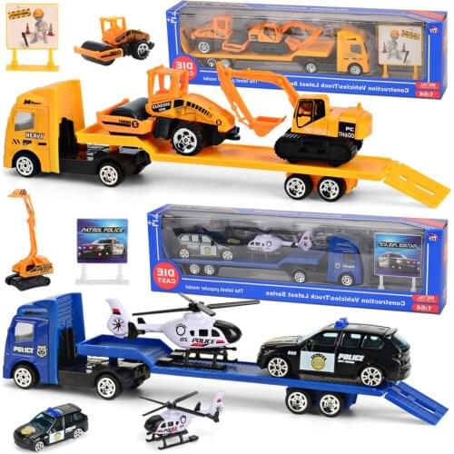 1:64 Car Model Trailer Toy Trailer Trucks Toy Alloy Engineering Trailer Loader Truck Model Toys For Children Christmas Gift