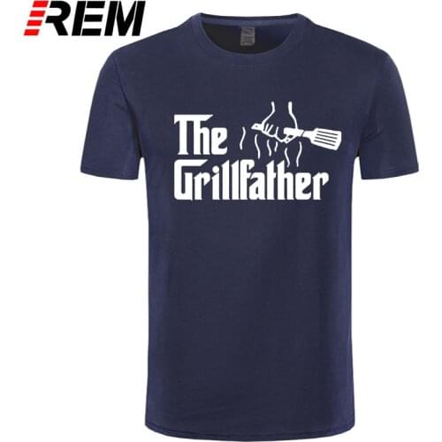 Mens Fashion The Grillfather Grey Funny BBQ Grill Chef Tee Shirt Cotton Short Sleeve T-Shirt