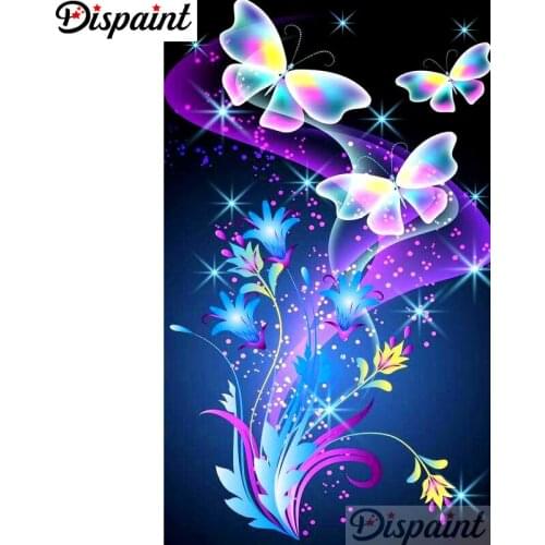 Dispaint Full Square/Round Drill 5D DIY Diamond Painting "Flower butterfly Embroidery Cross Stitch 5D Home Decor A10964