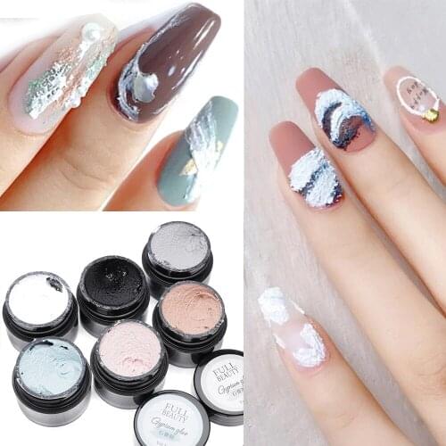 New 5ml Gypsum Gel Nail Plaster Create Drawing Design White Black 3D Sand Texture Soak Off DIY Nail Art Decor Polish Varnish