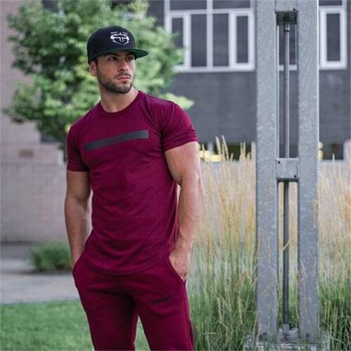 Muscle aesthetics sport tights mens short sleeves basketball training fitness running slim T shirt casual stretch shirt