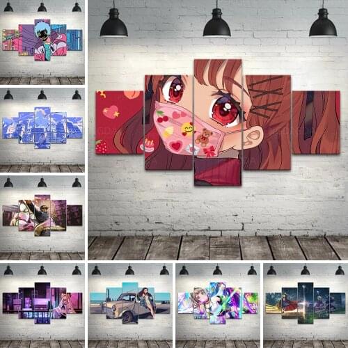 Prints Painting Modular Pictures Japanese Anime Canvas Wall Art Home Decor Modern Cartoon Character Bedside Background Poster