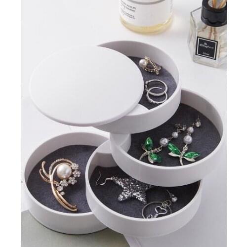 Plastic Rotating Jewelry Storage Box Large Capacity Make Up Organizer Necklace Bracelet Earrings Rangement Box