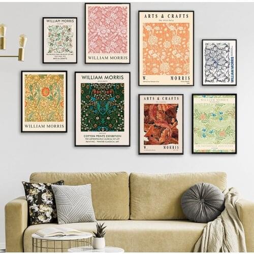 William Morris Floral Pattern Canvas Print Vintage Museum Exhibition Poster London Underground Art Nouveau Painting Wall Decor