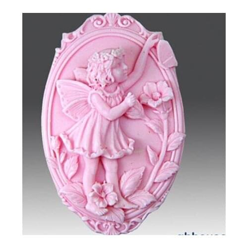 Angel girl with rose oval shape Silicone soap mold fondant cake mold handmade clay craft mold DIY tools