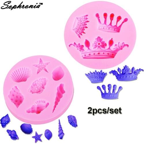 Sophronia Crown Sea Shell Conch Silicone Mold chocolate Fondant moulds baking DIY party cake Decorating Tools C093