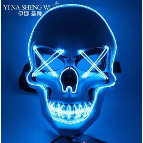 EL Mask LED Halloween Mask Light Up Party Masks Neon Mask Cosplay Mascara Horror Mascarillas Glow In Dark Masque Luminous Toy