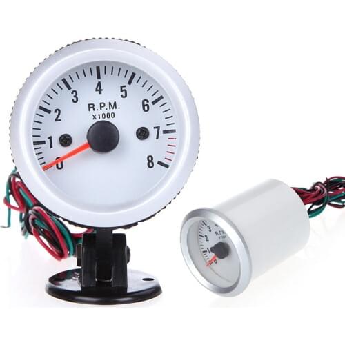 Tachometer Tach Gauge with Holder Cup for Auto Car 2" 52mm 0~8000RPM Blue LED Light