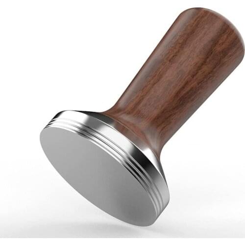 Coffee Tamper Wooden Coffee Espresso Handle Tamping Stainless Steel Barista Presser Portafilter 58MM