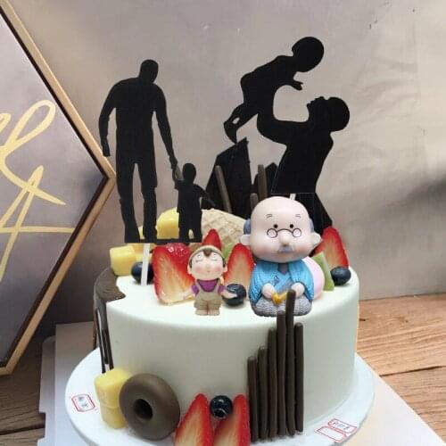 LOVE Dad with Baby Paper Cake Topper Dad Father Birthday Cake Topper for Fathers day Daddy Birthday Party Cake Decorations