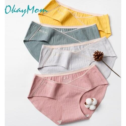 OkayMom 2pcs Soft Cotton Maternity Panties 3XL U-Shaped Low Waist Pregnancy Briefs Pregnant Women Underwear Clothing 2020 New