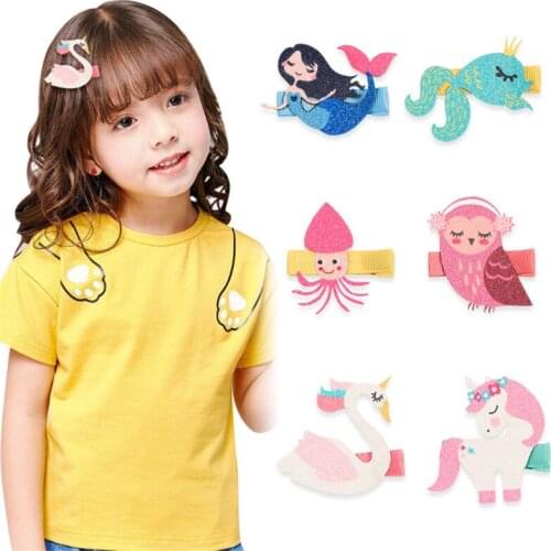 10pcs/lot New Fashion Choosed Creative Style Mermaid Unicorn Swan Hair Clips Hairpins for Girls Hair Accessories for Beach