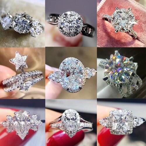 Big Bling Zircon Stone Female Rings Engagement Wedding Rings for Women Silver Color Luxury Jewelry Accessories Gifts Wholesale