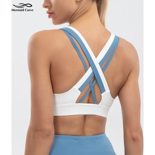 Mermaid Curve Power Series Shockproof Fitness Bras Plus Size High-intensity Workout Sports Bra Gym Lycra Fabric Top Vest Women