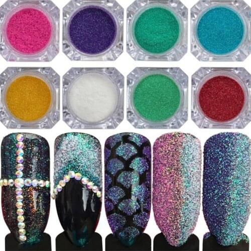 1Box Sparkling Diamond Nail Powder Laser Silver Reflective Nail Glitter Dust Fine Shiny Pigment Holographic Nail Art Decorations