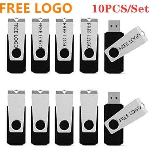 10PCS Metal USB Flash Drive 64G 32G 16G 8G 4GB 512MB pen drive Flash memory pendrive Memory Scle tick Wholesale free custom LOGO