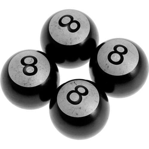 4 Pcs Car Bicycle Motorcycle Black 8 Ball Tyre Tire Wheel Stem Air Valve Cap