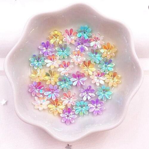 40Pcs 10mm Shiny 3D Flower Nail Art Rhinestone 1 Hole Appliques Scrapbook DIY Manicure Accessories Ornaments SL11