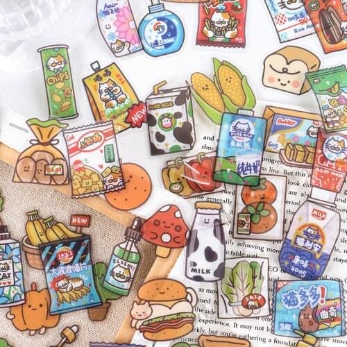 40 Pcs Cute Food Snacks PET Sticker DIY Decoration Diary Bullet Journal Planner Scrapbooking Label Stickers Aethetic Stationery