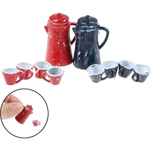 5Pcs 1/12 doll house miniature dining ware porcelain tea set dish cup set toy