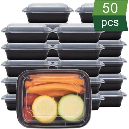 50Pcs Disposable Round/Rectangle/Square Bowl Kitchen Salad Picnic Container