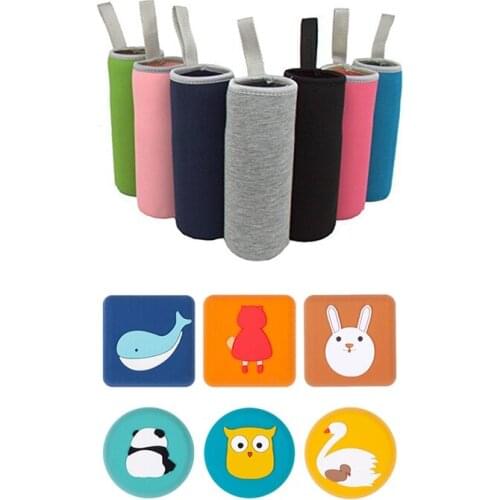 7 Pack 12 Oz - 19 Oz Neoprene Insulated Drink Bottle Covers & 6Pcs Cartoon Door Wall Protectors Stoppers Crash Pad