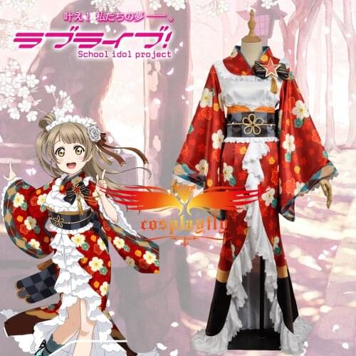 Anime Love Live! Kotori Minami Cosplay Costume Taisho Kimono Awakening Women Adult Fancy Red Japanese Nail Hanfu Dress Halloween