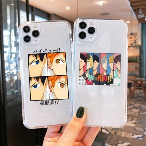 Volleyball Boy Anime Phone Case Transparent Soft for Iphone 6s 7 8 Plus X XR XS 11 12 Pro Max SE2 Haikyuu Love Volleyball Cover