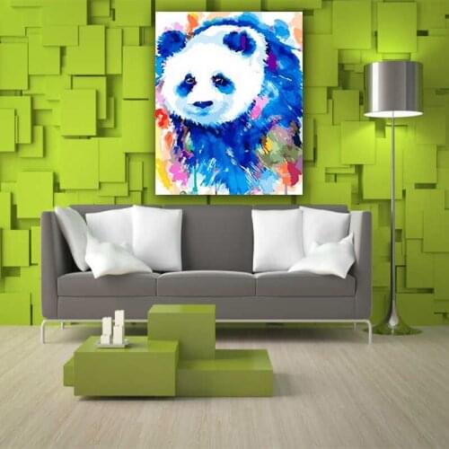 DIY colorings pictures by numbers with colors Cute chubby panda painting drawing painting by numbers framed Home