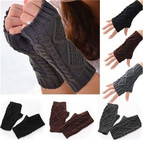 Unisex Men Women Arm Warmer Fingerless Knitted Long Gloves Cute Mittens Wholesale 7 Colors 1Pair