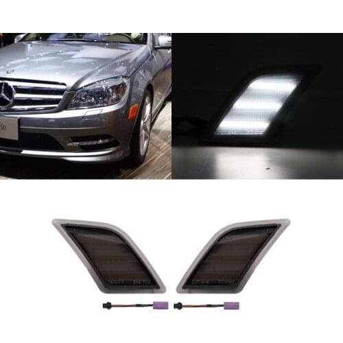 For Benz W204 C-Class 2008-2011 C300 C350 C63 AMG Front Bumper White Led Side Marker Lights Error Free