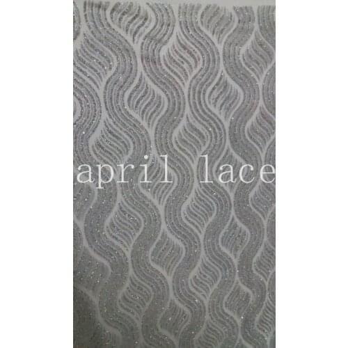 Hh023 african new shining silver glued sparkle glitter mesh net tulle lace fabric for sawing /evening dress
