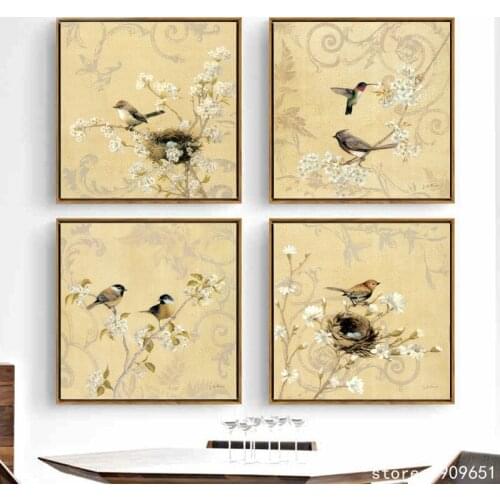 No frame Chinese style birds nest landscape canvas printings oil painting printed on cotton home wall art decoration pictures