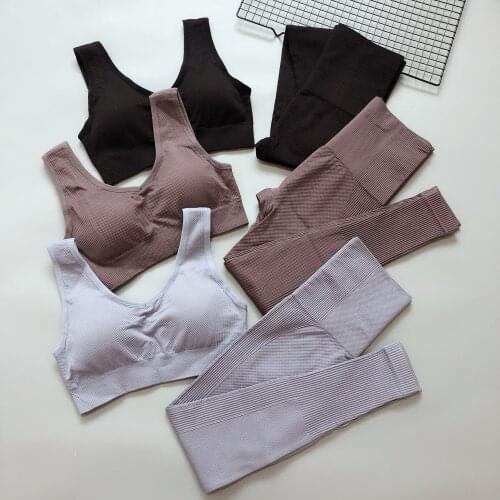 2 Piece Set Women Seamless Yoga Set Fitness Clothing Sport Bra+High Waist Leggings Gym Workout Clothes Woman Jogging Sportwear