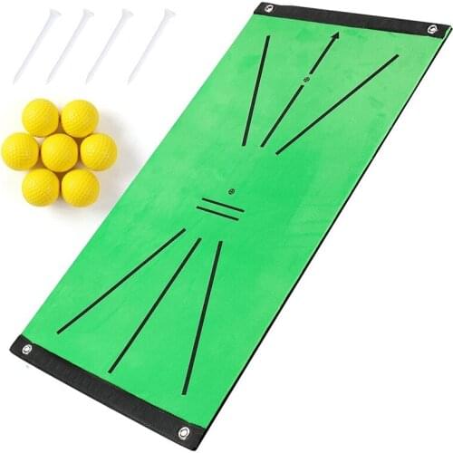 NEW-Golf Hitting Mat Golf Training Set with 7 Pcs Golf Practice Balls Indoor & Outdoor Golf Chipping Pitching Cage Mats