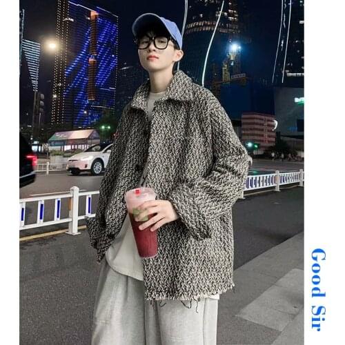 Spring Autumn Falling Striped Jacket Mens Korean Fashion Loose Casual Jacket Men Harajuku Streetwear Hip Hop Jacket Coat Men