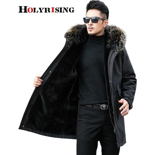5XL Winter pie overcoming the detachable liner faux fur jacket Parka Mens Thicken Warm Jacket -30 Degree Casual Hooded Coat